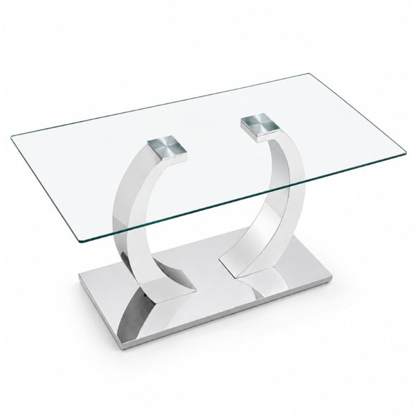 English Elm 63 Inch Tempered Glass Dining Table with Steel O-Leg Base Seats Six in Modern Style W1512S00277