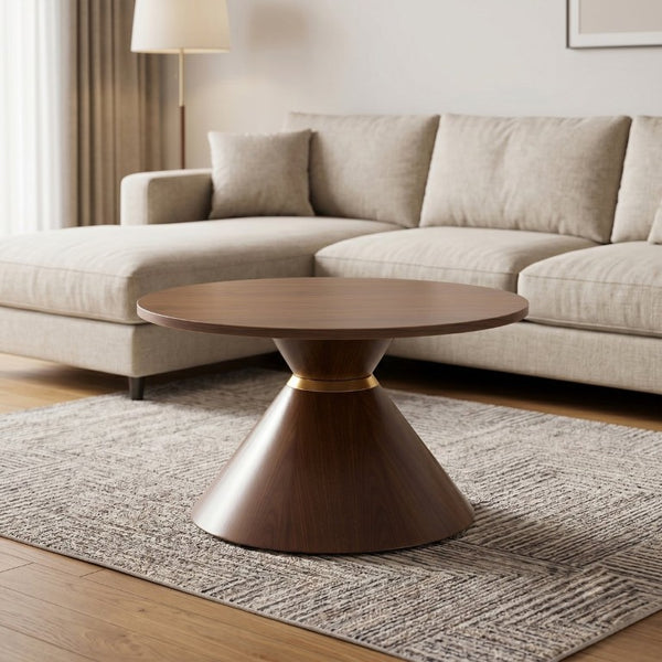 English Elm 2-Piece Mid-Century Nesting Coffee Table Set Walnut Grain Steel Base Living Room W1512S00280