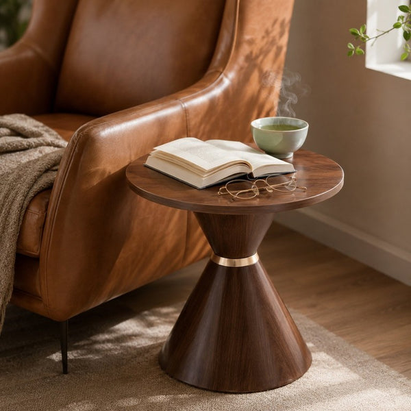 English Elm 2-Piece Mid-Century Nesting Coffee Table Set Walnut Grain Steel Base Living Room W1512S00280