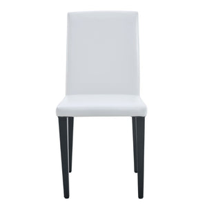 English Elm Pull Extension Dining Set with Round MDF Top and Mid-Century Black Metal Legs for Four 6 Chairs W1512S00288