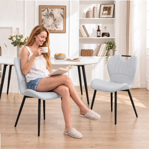 English Elm Pull Table Extendable Round MDF Dining Set with Shell Back Chairs and Metal Legs W1512S00294