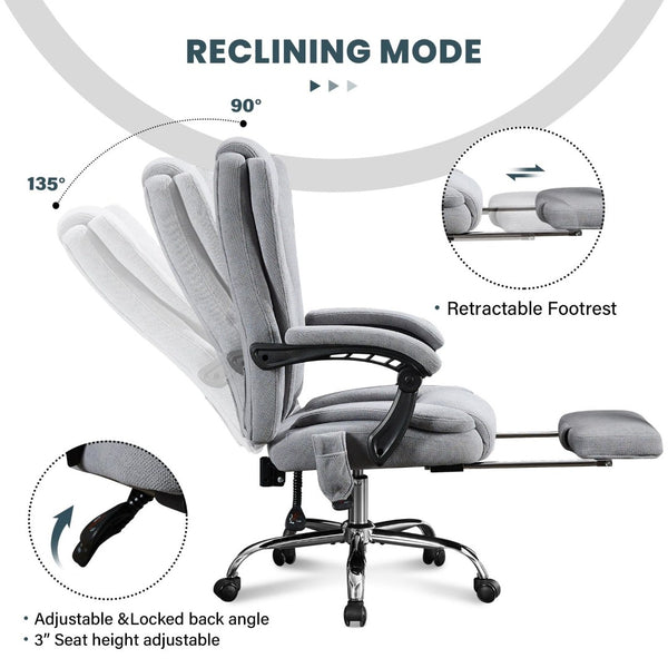 English Elm Massage Executive Chair with Heating Six Vibration Points Memory Foam and Reclining Back W1521P299204