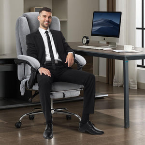 English Elm Massage Executive Chair with Heating Six Vibration Points Memory Foam and Reclining Back W1521P299204
