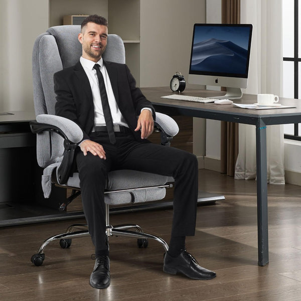 English Elm Massage Executive Chair with Heating Six Vibration Points Memory Foam and Reclining Back W1521P299204