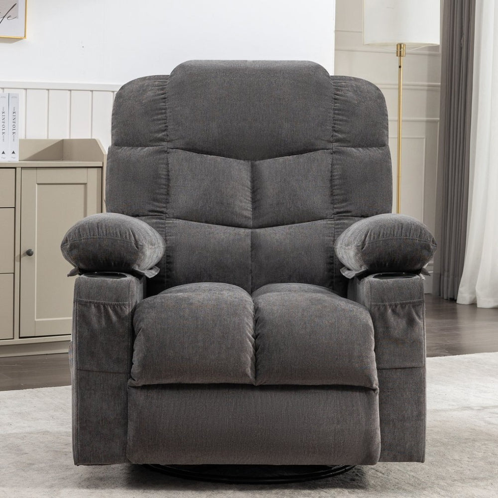 English Elm Massage Rocker Recliner with Heat Vibration Usb Port and Lumbar Support for Living Room W1521S00011