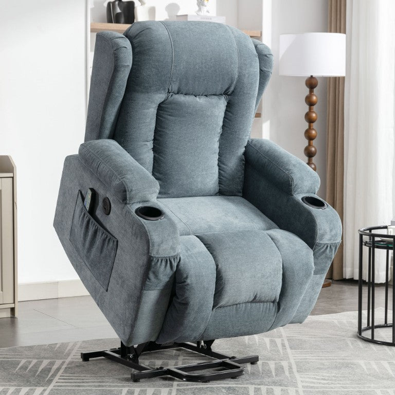 English Elm Power Lift Recliner with Heat Massage USB Port and 8 Point Vibration for Senior Living W1521S00015