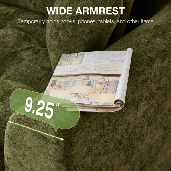 English Elm 110" Chenille Cloud Sectional Modular Sofa with Oversized Ottoman for Living Room Green W1521S00088