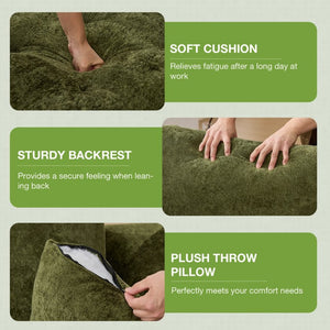 English Elm 110" Chenille Cloud Sectional Modular Sofa with Oversized Ottoman for Living Room Green W1521S00088