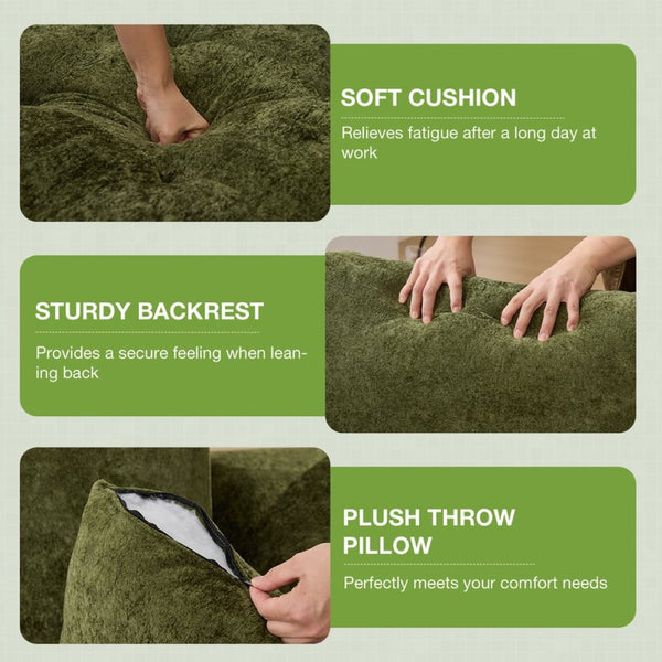 English Elm 110" Chenille Cloud Sectional Modular Sofa with Oversized Ottoman for Living Room Green W1521S00088