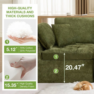 English Elm 110" Chenille Cloud Sectional Modular Sofa with Oversized Ottoman for Living Room Green W1521S00088