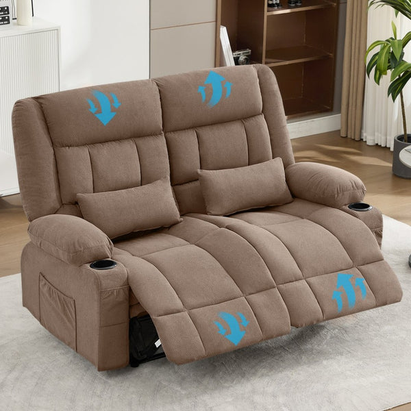 English Elm Recliner Loveseat with Dual Independent Recline Cup Holders and Storage for Living Room W1521S00091