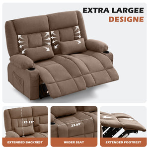 English Elm Recliner Loveseat with Dual Independent Recline Cup Holders and Storage for Living Room W1521S00091
