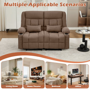 English Elm Recliner Loveseat with Dual Independent Recline Cup Holders and Storage for Living Room W1521S00091