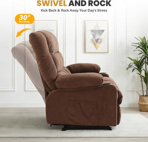 English Elm Recliner Loveseat Two Seat Manual with Cup Holders Console and Foam Cushion Support Brown W1521S00099