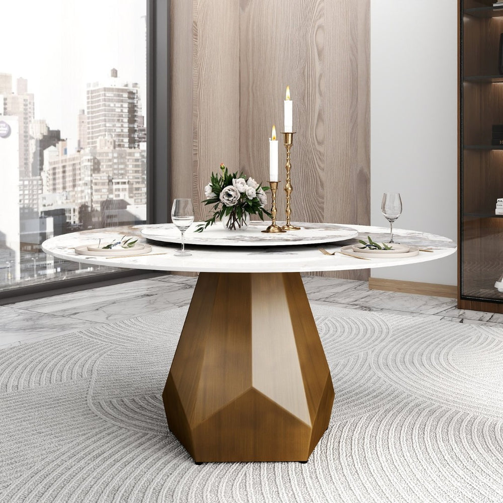 English Elm 31.5"artificial Stone Lazy Susan Rotating Dining Turntable Heat Resistant Easy Clean W1535P269454