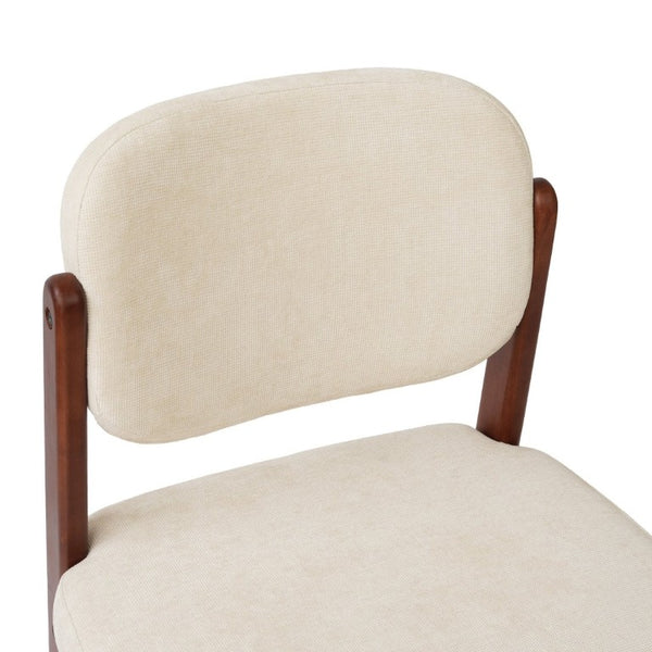 English Elm Walnut Finish Solid Wood Dining Chair Cream Upholstered Ergonomic Seat for Home Study Walnut W1535P551842