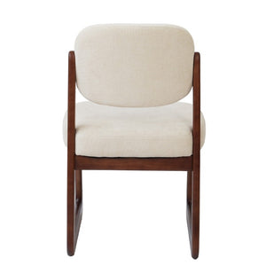 English Elm Walnut Finish Solid Wood Dining Chair Cream Upholstered Ergonomic Seat for Home Study Walnut W1535P551842