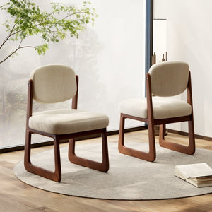 English Elm Walnut Finish Solid Wood Dining Chair Cream Upholstered Ergonomic Seat for Home Study Walnut W1535P551842