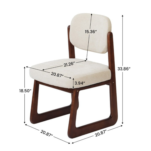 English Elm Walnut Finish Solid Wood Dining Chair Cream Upholstered Ergonomic Seat for Home Study Walnut W1535P551842
