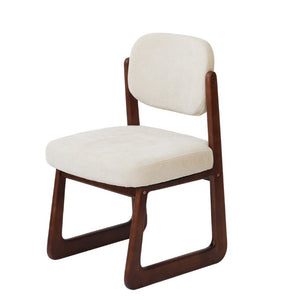 English Elm Walnut Finish Solid Wood Dining Chair Cream Upholstered Ergonomic Seat for Home Study Walnut W1535P551842