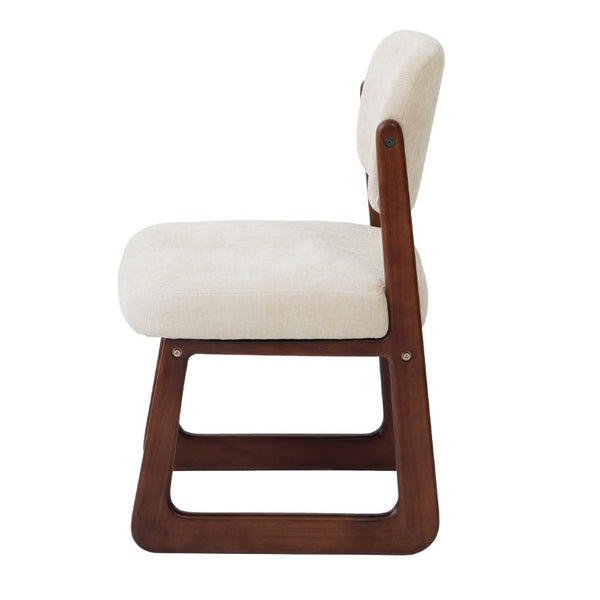 English Elm Walnut Finish Solid Wood Dining Chair Cream Upholstered Ergonomic Seat for Home Study Walnut W1535P551842