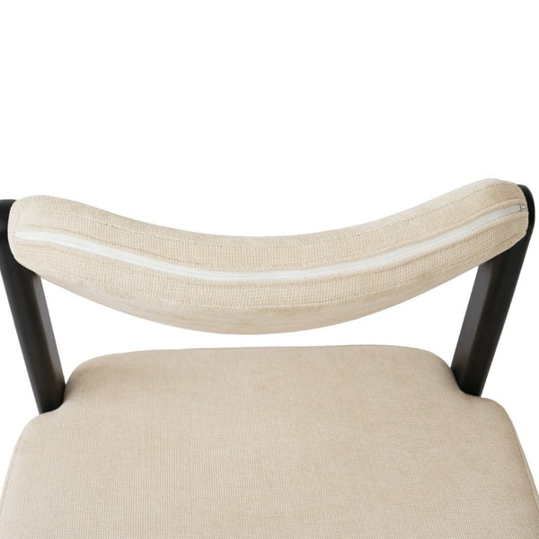 English Elm Walnut Finish Solid Wood Dining Chair Cream Upholstered Ergonomic Seat for Home Study Black W1535P552062