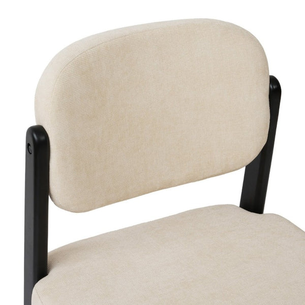 English Elm Walnut Finish Solid Wood Dining Chair Cream Upholstered Ergonomic Seat for Home Study Black W1535P552062