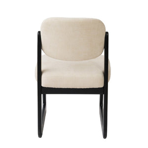 English Elm Walnut Finish Solid Wood Dining Chair Cream Upholstered Ergonomic Seat for Home Study Black W1535P552062