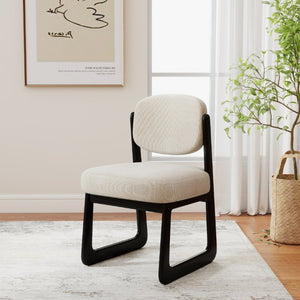 English Elm Walnut Finish Solid Wood Dining Chair Cream Upholstered Ergonomic Seat for Home Study Black W1535P552062
