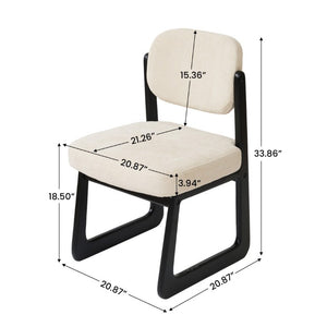 English Elm Walnut Finish Solid Wood Dining Chair Cream Upholstered Ergonomic Seat for Home Study Black W1535P552062