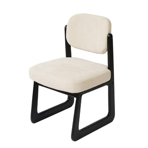 English Elm Walnut Finish Solid Wood Dining Chair Cream Upholstered Ergonomic Seat for Home Study Black W1535P552062