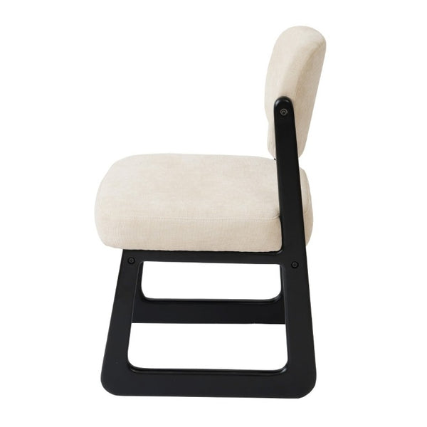 English Elm Walnut Finish Solid Wood Dining Chair Cream Upholstered Ergonomic Seat for Home Study Black W1535P552062
