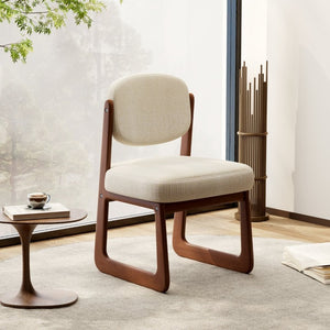English Elm Walnut Finish Solid Wood Dining Chairs with Cream Upholstery Ergonomic Set of 4 W1535P552067