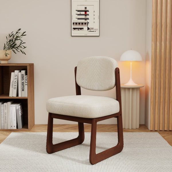 English Elm Walnut Finish Solid Wood Dining Chairs with Cream Upholstery Ergonomic Set of 4 W1535P552067