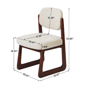 English Elm Walnut Finish Solid Wood Dining Chairs with Cream Upholstery Ergonomic Set of 4 W1535P552067