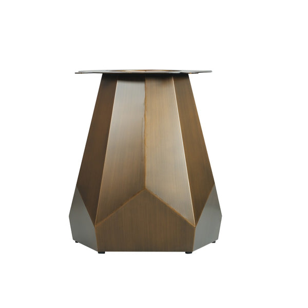 English Elm 53" Round Sintered Stone Dining Table Brass Base Lazy Susan Seats Six Modern W1535S00651