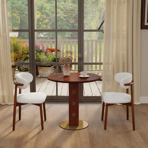 English Elm 80Cm Solid Walnut Round Dining Table with Polished Brass Base for Two Seat Small Spaces W1535S00659