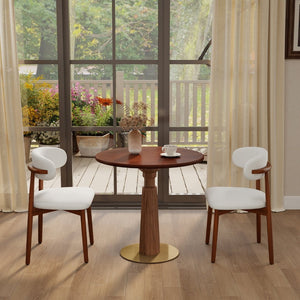 English Elm 80Cm Solid Walnut Round Dining Table with Polished Brass Base for Compact Spaces W1535S00660