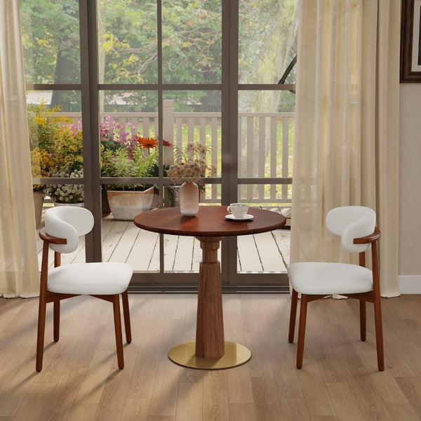 English Elm 80Cm Solid Walnut Round Dining Table with Polished Brass Base for Compact Spaces W1535S00660