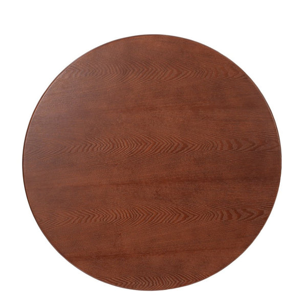 English Elm 80Cm Solid Walnut Round Dining Table with Polished Brass Base Seats Two Compact Spaces W1535S00661