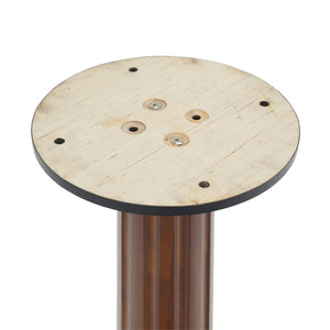 English Elm 80Cm Round Solid Wood Dining Table Brass Pedestal Base Retro Walnut Finish for Two W1535S00662