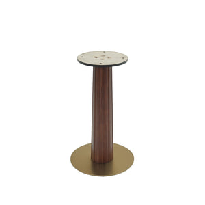 English Elm 80Cm Round Solid Wood Dining Table Brass Pedestal Base Retro Walnut Finish for Two W1535S00662
