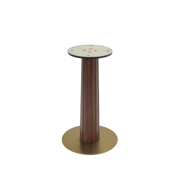 English Elm 80Cm Round Solid Wood Dining Table Brass Pedestal Base Retro Walnut Finish for Two W1535S00662