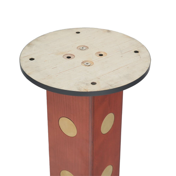 English Elm Modern Sintered Stone Round Dining Table Slate Finish Gold Base Two Seat Compact W1535S00664