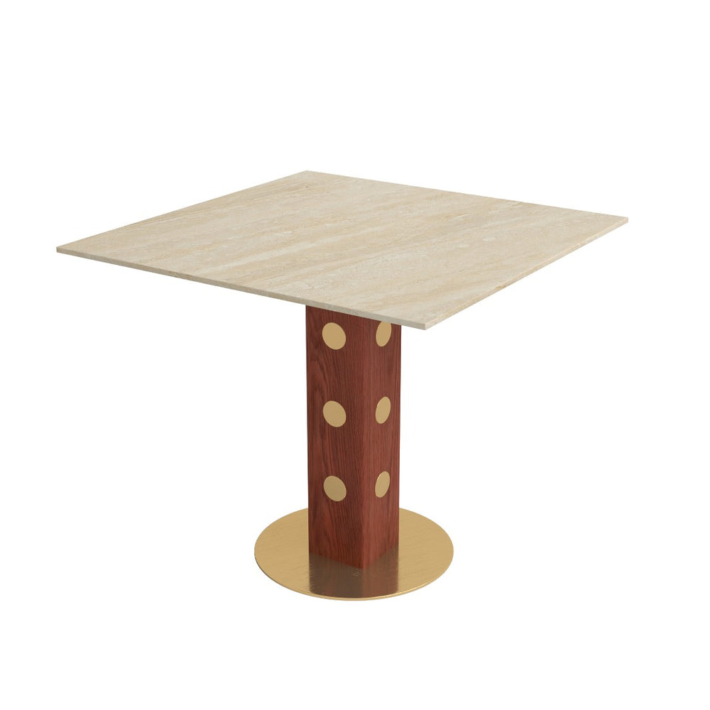 English Elm Modern Sintered Stone Square Dining Table with Gold Base for Compact Spaces W1535S00669