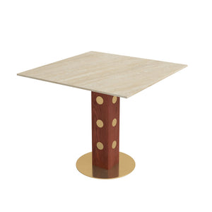 English Elm Modern Sintered Stone Square Dining Table with Gold Base for Compact Spaces W1535S00669