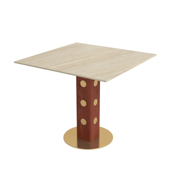 English Elm Modern Sintered Stone Square Dining Table with Gold Base for Compact Spaces W1535S00669
