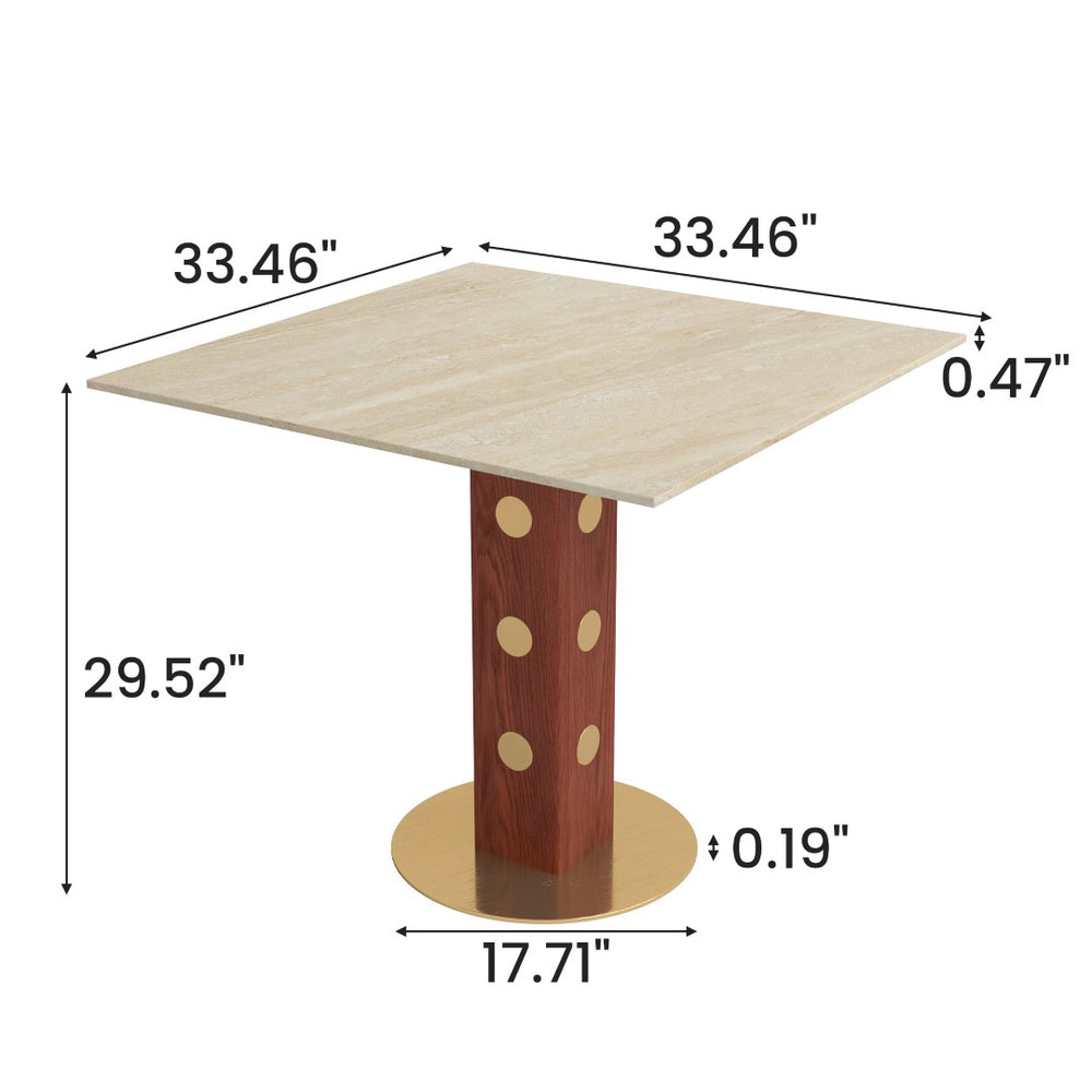 English Elm Modern Sintered Stone Square Dining Table with Gold Base for Compact Spaces W1535S00669