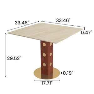 English Elm Modern Sintered Stone Square Dining Table with Gold Base for Compact Spaces W1535S00669