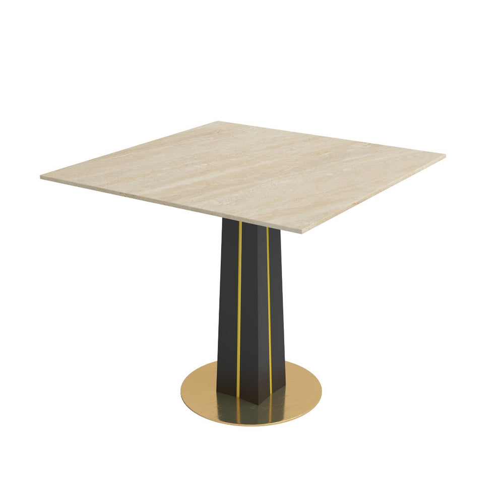 English Elm Modern Sintered Stone Square Dining Table with Gold Base for Compact Nooks W1535S00671